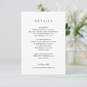 Carte D'accompagnement Nettoyer noir et blanc Mariage moderne
