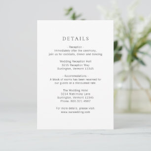 Carte D'accompagnement Nettoyer noir et blanc Monogramme Mariage moderne