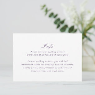 Carte D'accompagnement Nettoyer Purple Mariage élégant