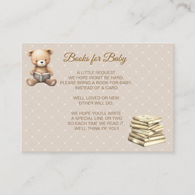 Carte D'accompagnement Neutral Brown Teddy Bear - Books for Baby (Devant)
