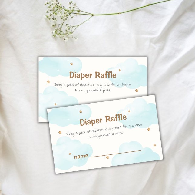Carte D'accompagnement Neutral Nuage Neuf Étoiles Diaper Baby shower Raff (Neutral Cloud Nine Stars Diaper Raffle Baby Shower Enclosure Card)