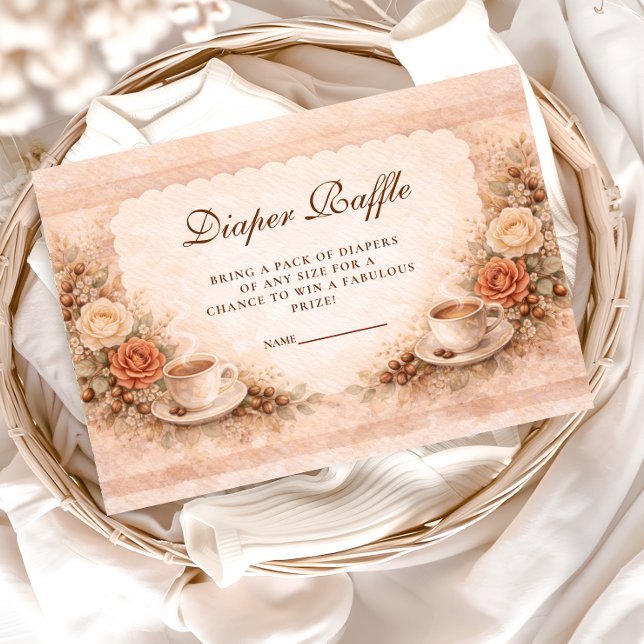 Carte D'accompagnement Neutral Rustic A Baby Is Brewing Diapper Raffle (Créateur téléchargé)