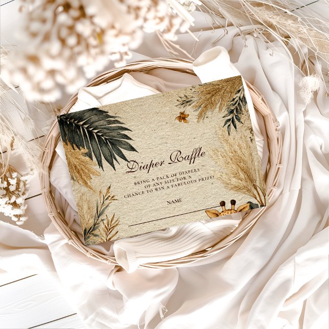 Carte D'accompagnement Neutral Safari Woodland Baby Shower Diapper Raffle (Créateur téléchargé)