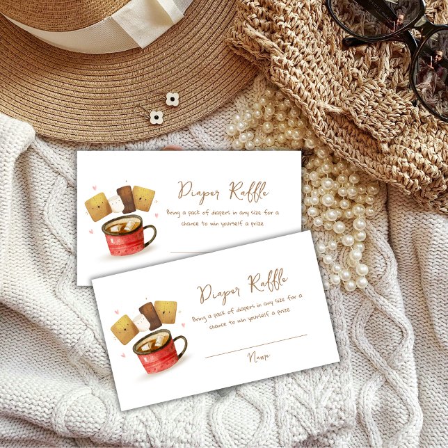 Carte D'accompagnement Neutral S'more Fun Diaper Baby shower Raffle (Neutral S'more Fun Diaper Raffle Baby Shower Enclosure Card)