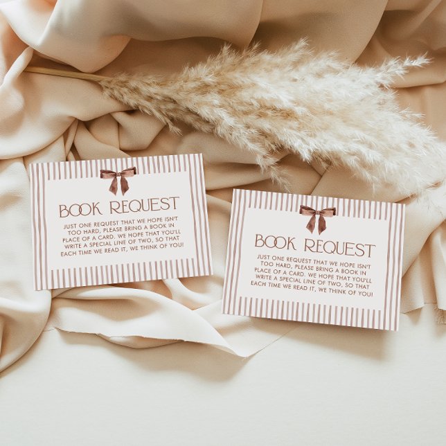 Carte D'accompagnement Neutral Striped Bow Books for Baby (Créateur téléchargé)