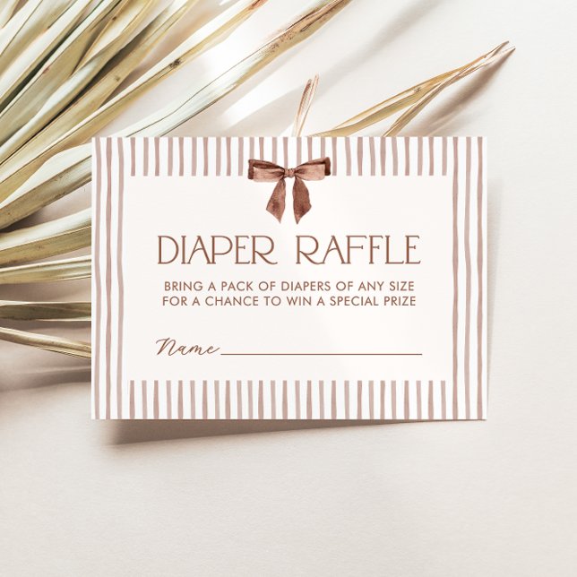 Carte D'accompagnement Neutral Striped Bow Diaper Raffle (Créateur téléchargé)