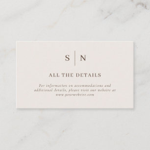 Carte D'accompagnement Neutre Minimaliste et Chic Détails de Mariage