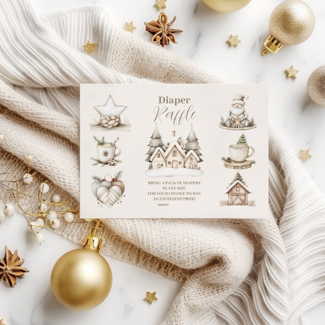 Carte D'accompagnement Neutre Noël Collage bébé Show Diapper Raffle (Créateur téléchargé)