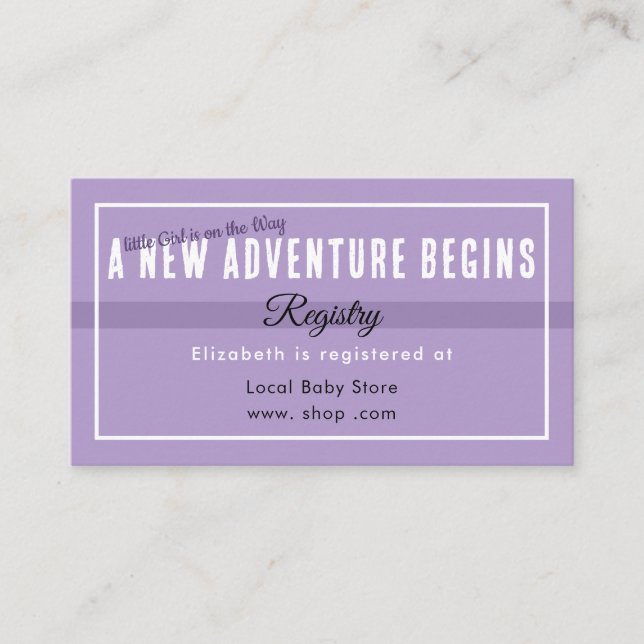Carte D'accompagnement New Adventure Purple Registry Enclosure Card (Devant)