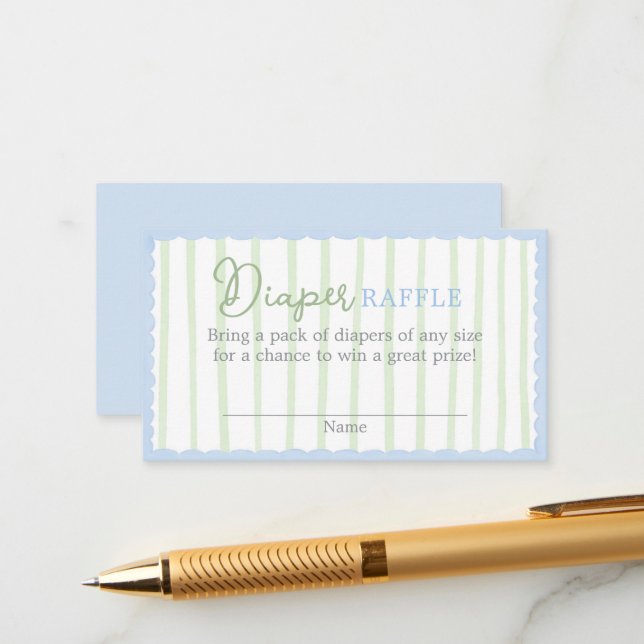 Carte D'accompagnement New to the Club Baby Shower Diaper Raffle Card (Devant/Arrière en situation)