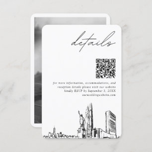 Carte D'accompagnement New York City Mariage Détails modernes Code QR