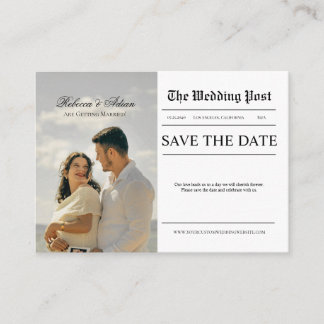 Carte D'accompagnement Newspaper Style Photo Wedding Save The Date