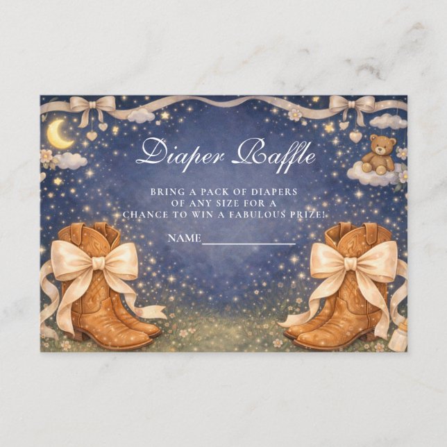 Carte D'accompagnement Night Sky Boots And Bows Diapper Raffle (Devant)