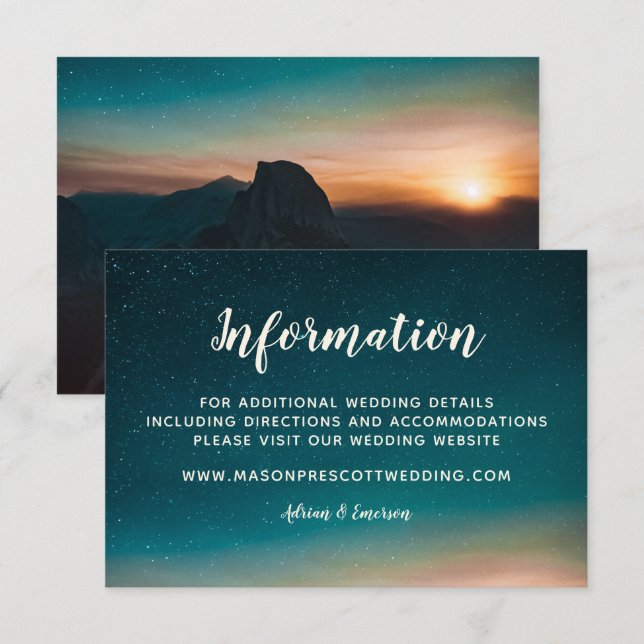 Carte D'accompagnement Night Sky Galaxy Mountain Sunrise Website Info (Devant / Derrière)