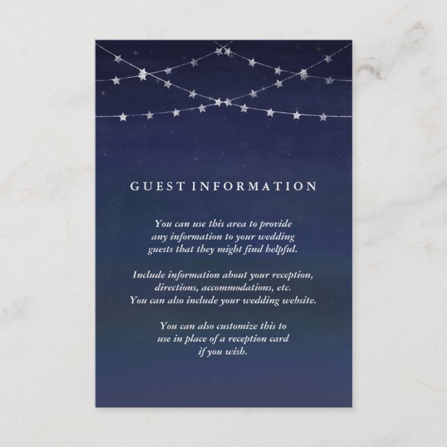 Carte D'accompagnement Night Sky Garlands of Stars Mariage Infos clients (Devant)