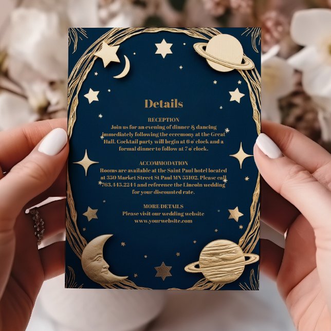 Carte D'accompagnement Noces Croissant de Lune Or de la Marine Céleste (Créateur téléchargé)