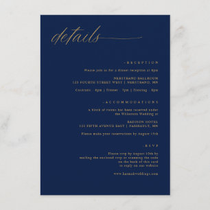 Carte D'accompagnement Noces Or Doré Doux Détails Romantiques