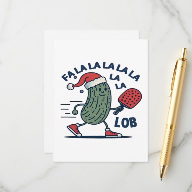 Carte D'accompagnement Noël de pickleball (Devant/Arrière en situation)