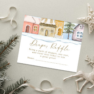 Carte D'accompagnement Noël d'hiver Il faut un Baby shower de village