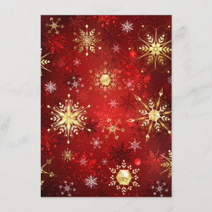 Carte D'accompagnement Noël Golden Snowflakes sur Arrière - plan rouge