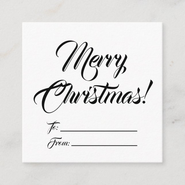Carte D'accompagnement Noël noir blanc à partir de script élégant (Devant)