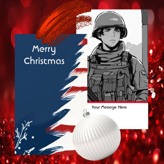 Carte D'accompagnement Noël Patriotique Militaire USA