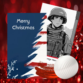Carte D'accompagnement Noël Patriotique Militaire USA