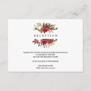 Carte D'accompagnement Noël   Poinsettia ENCEINTE DE RÉCEPTION DE MARIAGE
