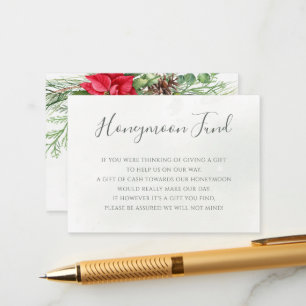 Carte D'accompagnement Noël Poinsettia Mariage de verdure d'hiver