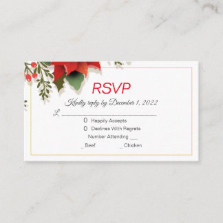 Carte D'accompagnement Noel Poinsettia Mariage RSVP