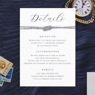 Carte D'accompagnement Nœud de corde nautique détails élégants mariage