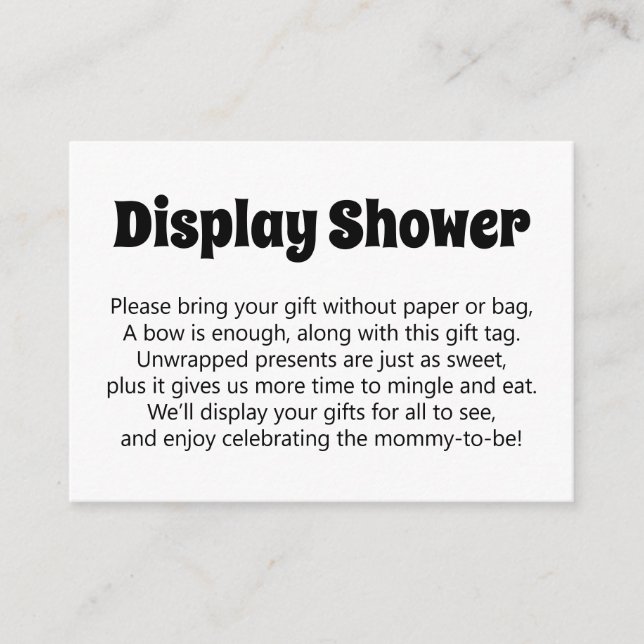 Carte D'accompagnement Noir & Blanc Gras Non Enveloppé Baby shower d'affi (Devant)