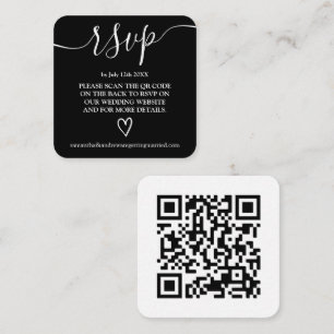 Carte D'accompagnement noir blanc mariage rsvp code Qr