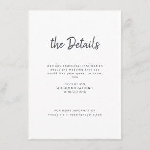 Carte D'accompagnement Noir blanc minimaliste manuscrit mariage