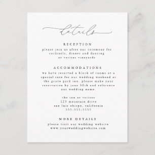 Carte D'accompagnement Noir & Blanc Moderne Et Élégant Mariage Détails