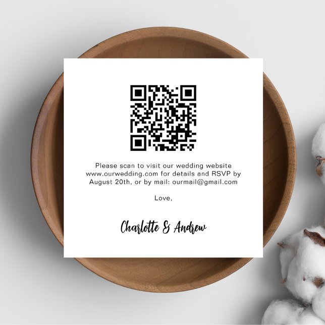 Carte D'accompagnement Noir blanc QR code mariage RSVP (Créateur téléchargé)