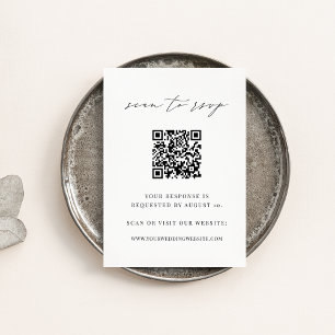 Carte D'accompagnement Noir & blanc Script moderne QR Code Mariage RSVP