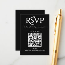 Noir Chic Moderne RSVP QR mariage de code