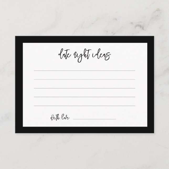 Carte D'accompagnement Noir contemporain Date nuit idées (Devant)
