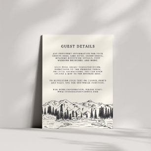 Carte D'accompagnement Noir de cendre Mountain Sketch Mariage Détails d