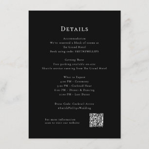Carte D'accompagnement noir et avec Mariage moderne Détails E