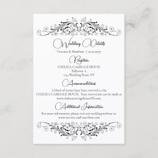Carte D'accompagnement Noir et Blanc Flourissent Élégance Détails de Mari