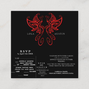 Carte D'accompagnement Noir et blanc Mariage d'élégance moderne ROUGE tou