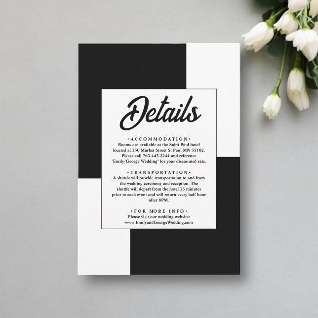 Carte D'accompagnement Noir Et Blanc Minimal Chic Simple Mariage moderne (Créateur téléchargé)