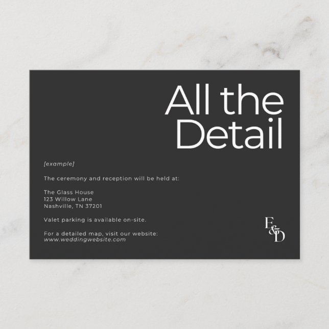 Carte D'accompagnement Noir et blanc minimaliste (Devant)