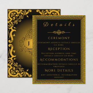 Carte D'accompagnement Noir et or avec éléments décoratifs Enclosure