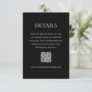 Carte D'accompagnement Noir moderne QR Code Mariage élégant