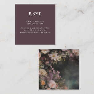 Carte D'accompagnement Noir Moody Romantique mariage floral RSVP