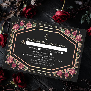Carte D'accompagnement Noir Victorian gothique Roses épines mariage RSVP