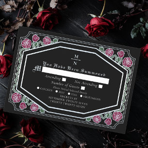 Carte D'accompagnement Noir Victorian gothique Roses épines mariage RSVP